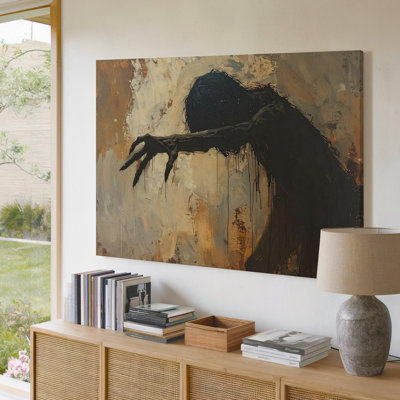 Toile dégoulinante créature de l'ombre abstraite horreur pour Halloween, art mural sur toile prêt à accrocher