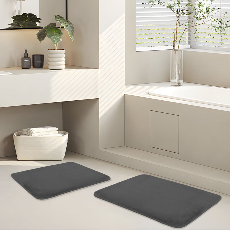 Naiomi  Bath Rug Set, Charcoal