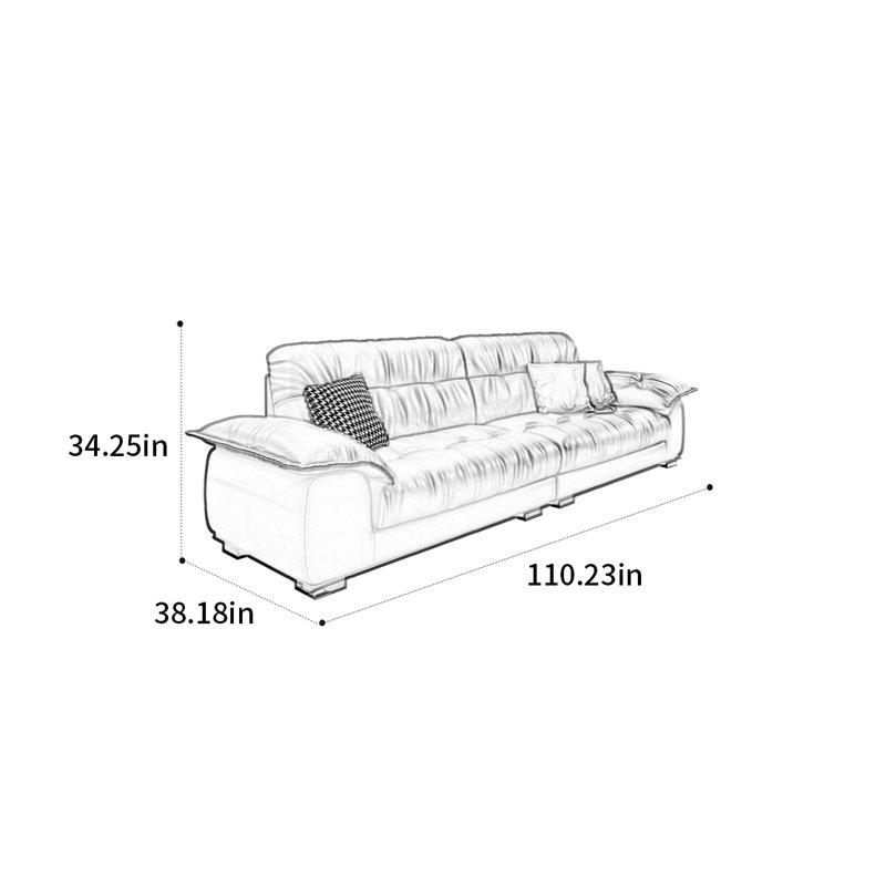 Canapé en nuage italien de style italien, H 34,25 po x l 110,23 po x P 38,18 po, 4