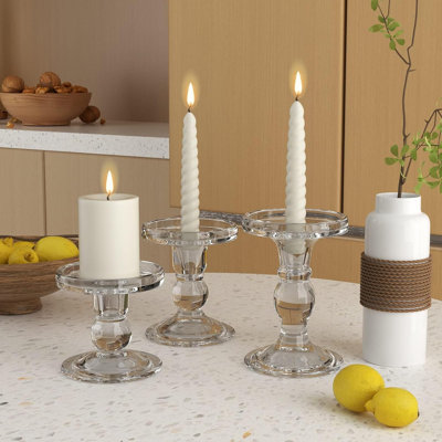 Ensemble de porte-bougies en verre transparent 9 pièces pour cône