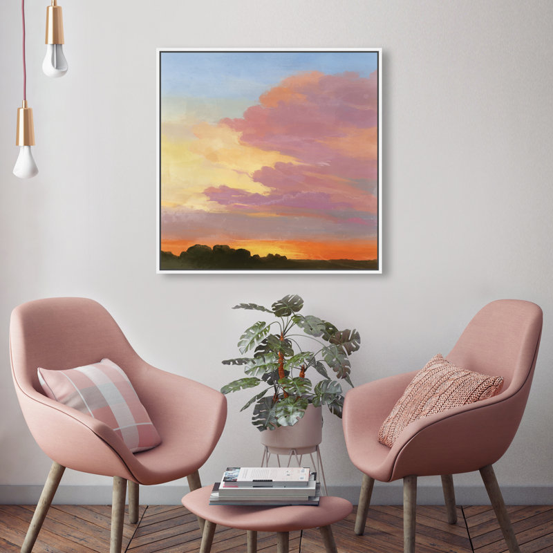 Perfect Sunset Print by Oliver Gal, 25"H x 25"W, White Floater Frame