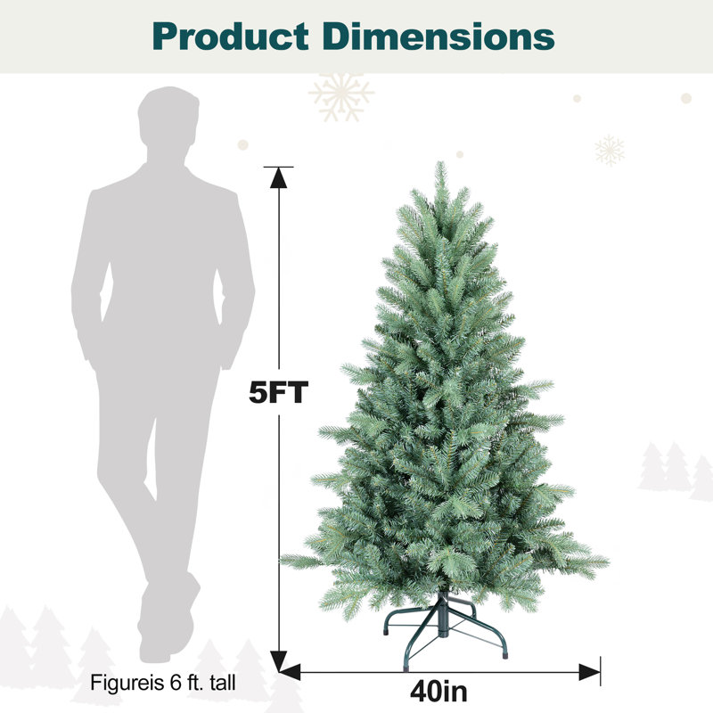 Arbre de Noël épinette bleu artificiel non éclairé, 5'