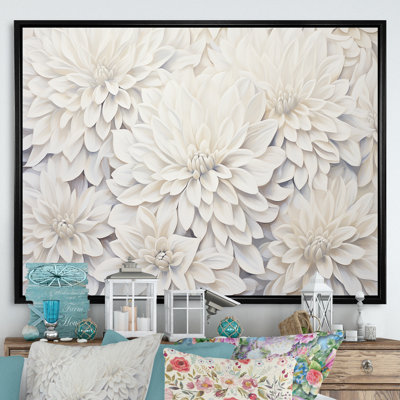 «White Dahlia Charm Collage», art mural Dahlia