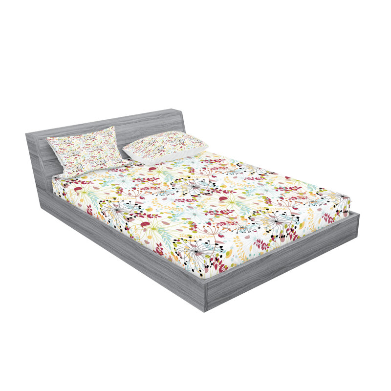 Queen Pink Floral Microfiber Sheet and Pillow Sham Set