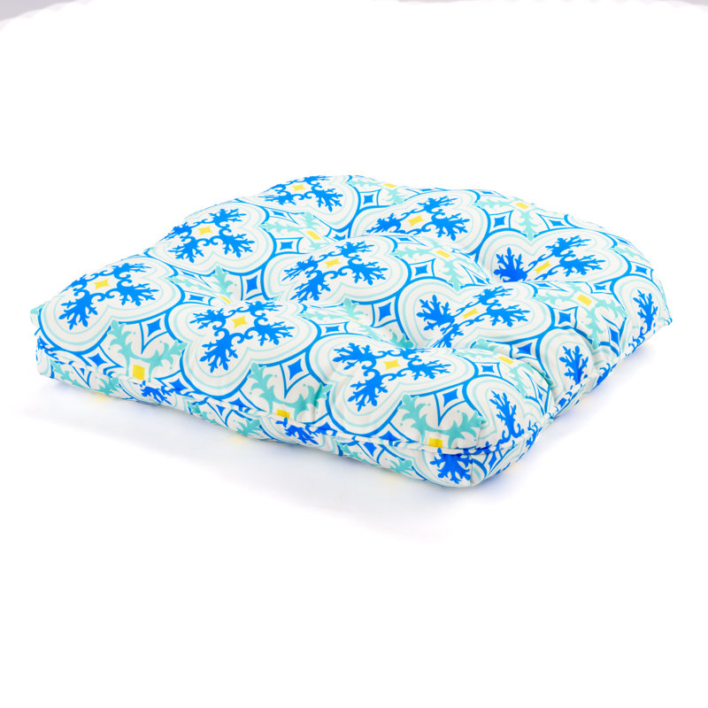 Lillian Palm Beach Retro Collection Outdoor 3'' Seat Cushion, Light Blue Tile