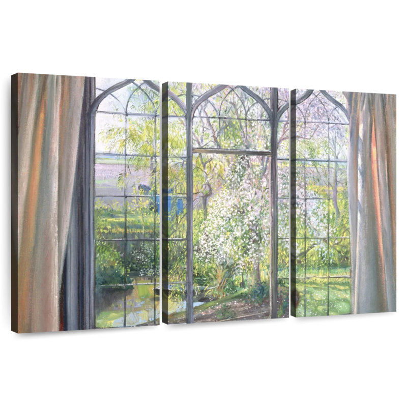 Lilie Apple Blossom Against Willow, 36" H x 57" W