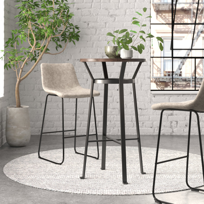 Augustine Round Solid Wood Top Metal Base Dining Table