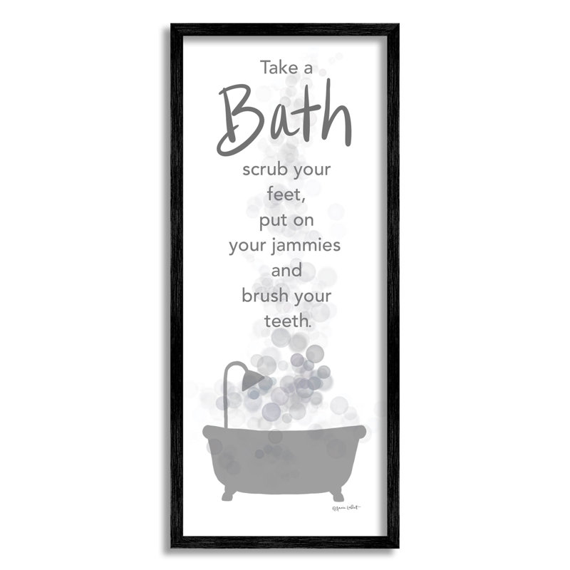 «Kids Bathroom Nighttime routine list», art mural texturé giclée par Anna Lapoint_aq-428, Giclée encadrée noir minuit