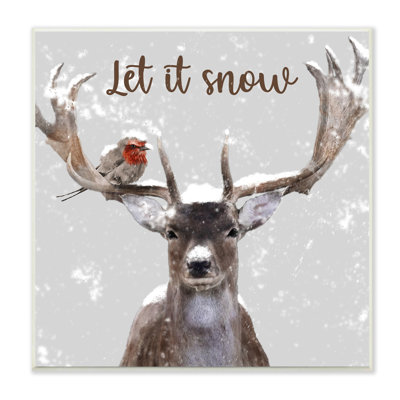 Let It Snow Winter Bird Percher Deer Antler
