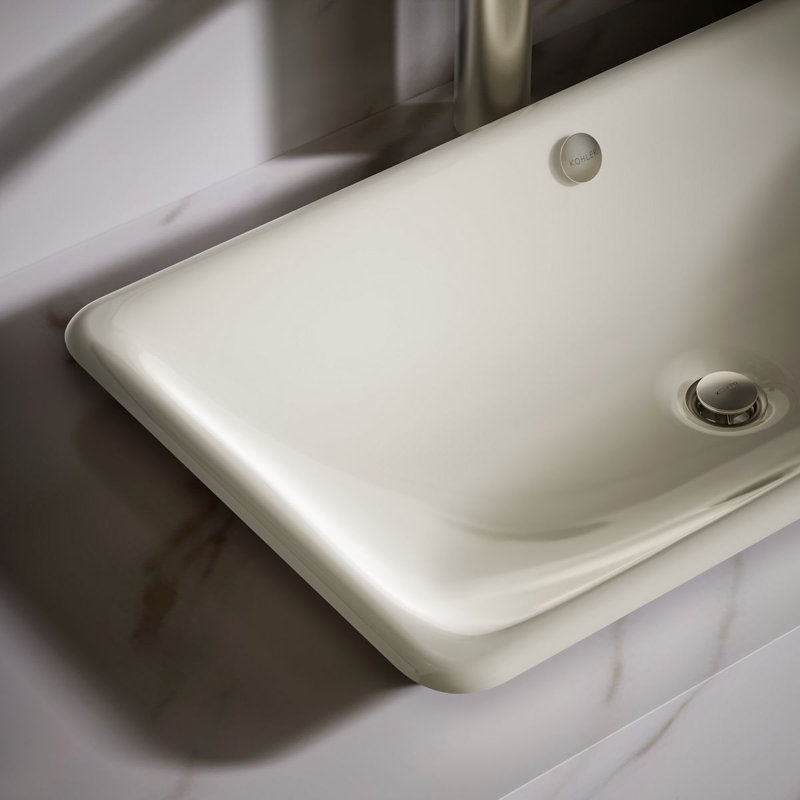 Iron Plains Metal Rectangle Dual Mount Bathroom Sink with Overflow, Basalt/Black