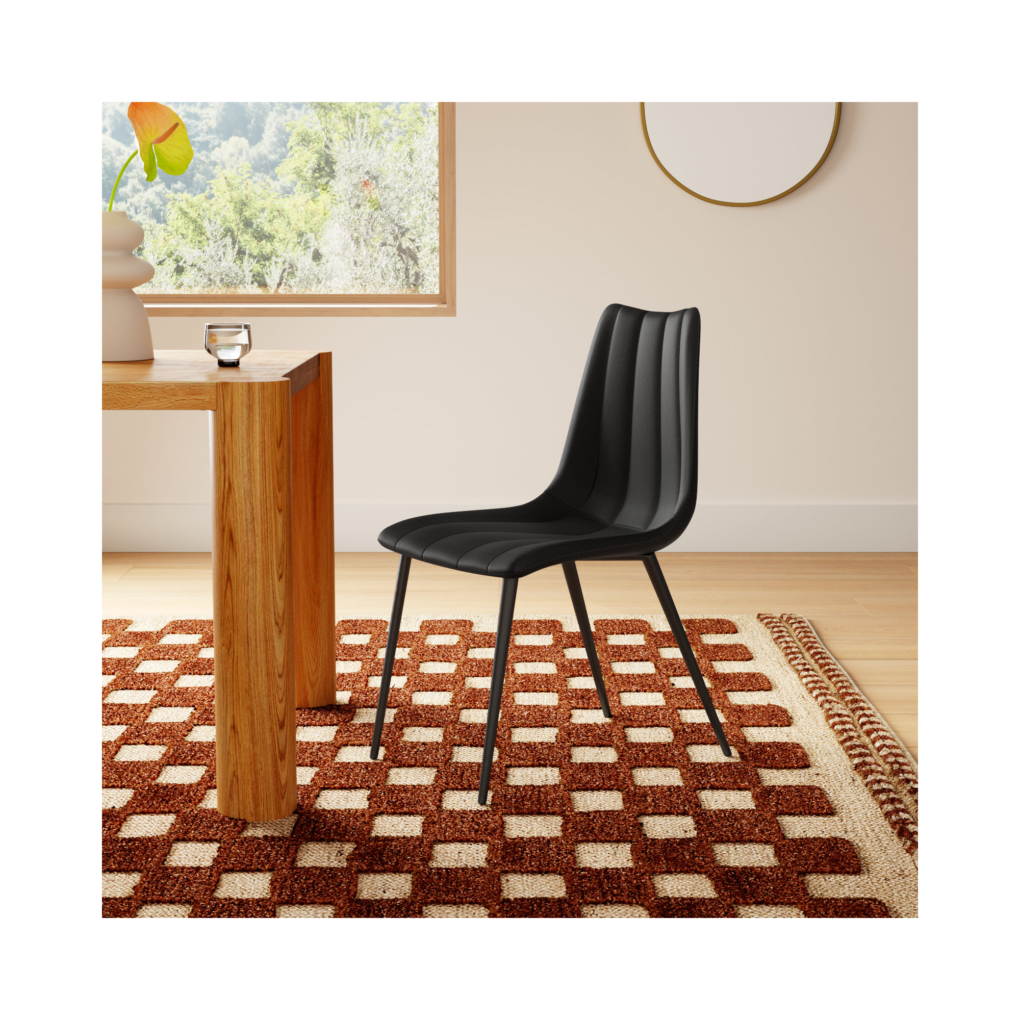 Finnigan Upholstered Side Chair, Black