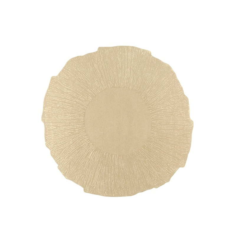 Eye Flower Hand Tufted Abstract Area Rug in Beige/White, Novelty 7'7" x 7'7"