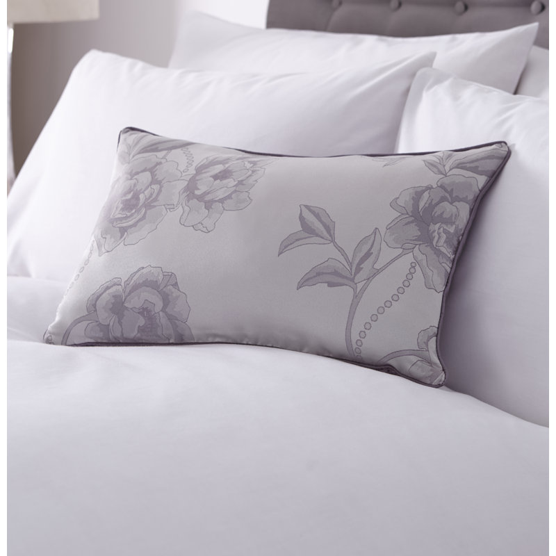 Deleo Floral Rectangular Cushion Cover, Slate Grey / Light Plum