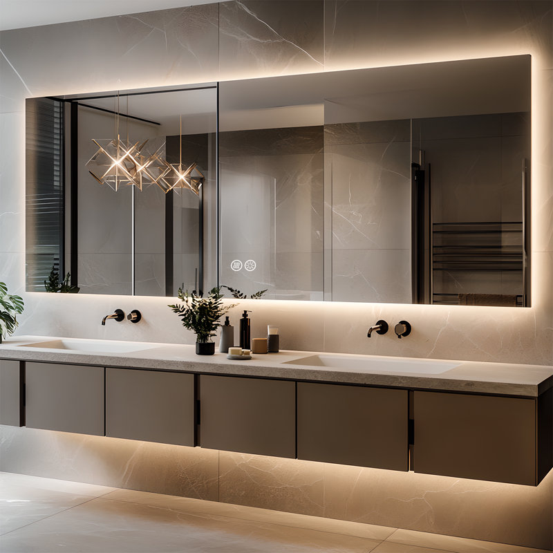 Anti-Fog & Dimmer Memory Function Tempered Glass LED Backlit Mirror with ETL, 84" x 40"