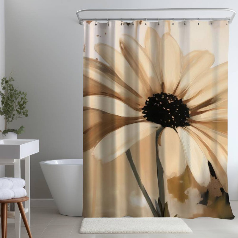 Floral – Polyester Shower Curtain, Dye Sublimation Print, 71" W × 74" L