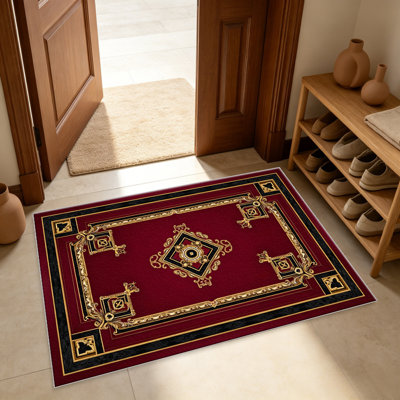 Red European   area rugs for Living Room, Soft and Comfortable, Suitable for all seasons, easy to maintain, machine washable Indoor floor mat, Under Table Farmhouse suitable for Bedroom, Dining Room, Study,  Balcony, Home Decor Patio