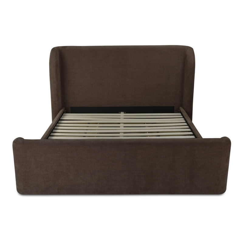 SOPHIA Upholstered Wingback Storage Bed, Dark Brown, King