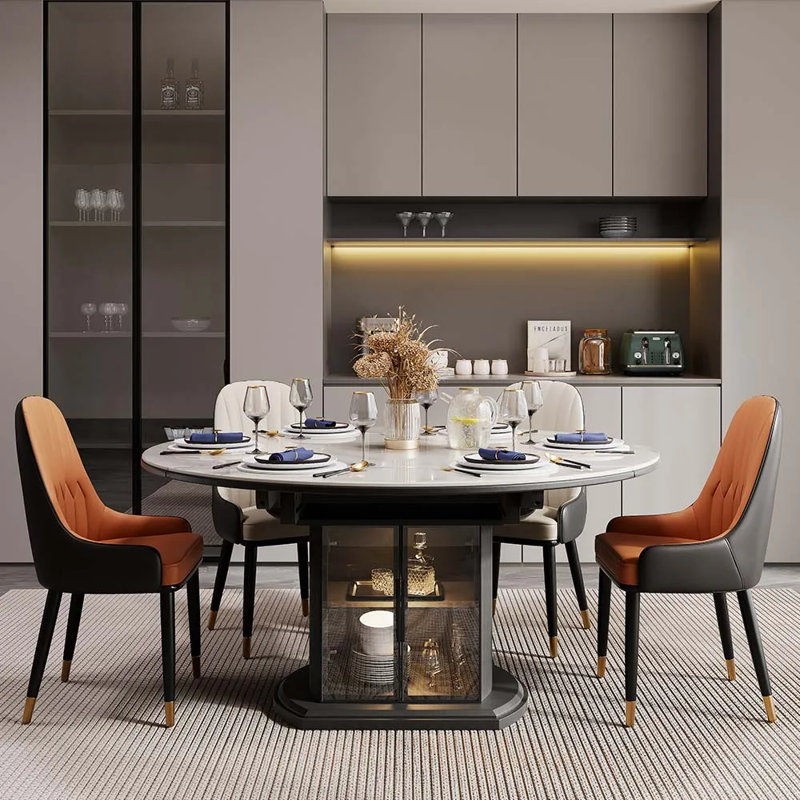 Table de salle à manger extensible moderne pour, H 29,50 po x L 59,05 po x l 59,05 po