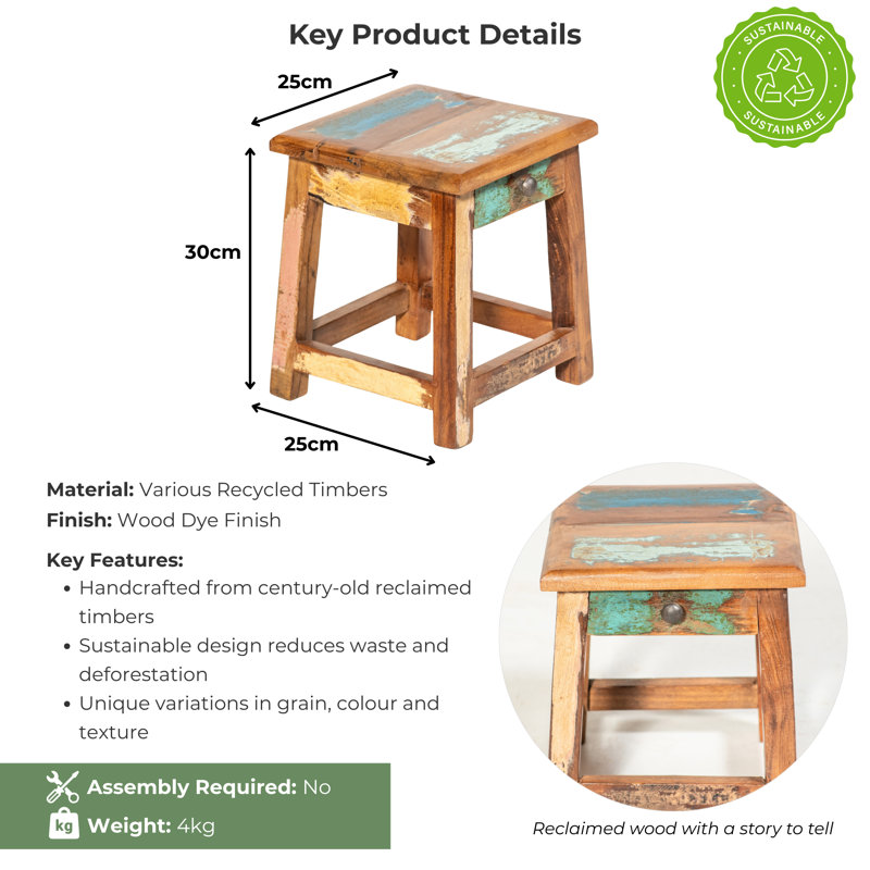 Ranjit Solid Wood Accent Stool
