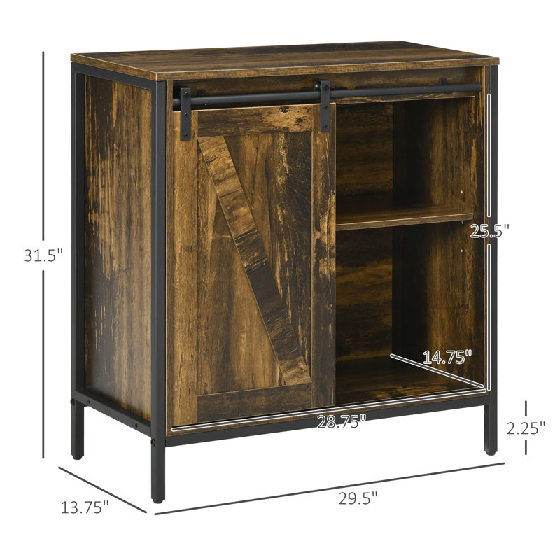 Farmhouse Sideboard,Buffet table,Dining cabinet with Sliding Barn Door and Adjustable Shelf, Rustic Brown