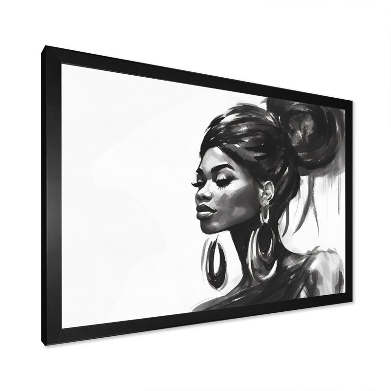 Noir et blanc, femme afro-américaine I - Portrait, reproduction sur toile, H 34 po x l 44 po x P 1,5 po