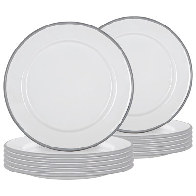 Argon Tableware - White Enamel Side Plates - 20cm - Set of 12
