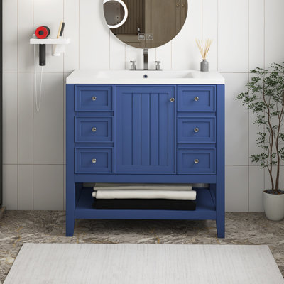 Meuble-lavabo autoportant 36 po avec lavabo en céramique 36 po