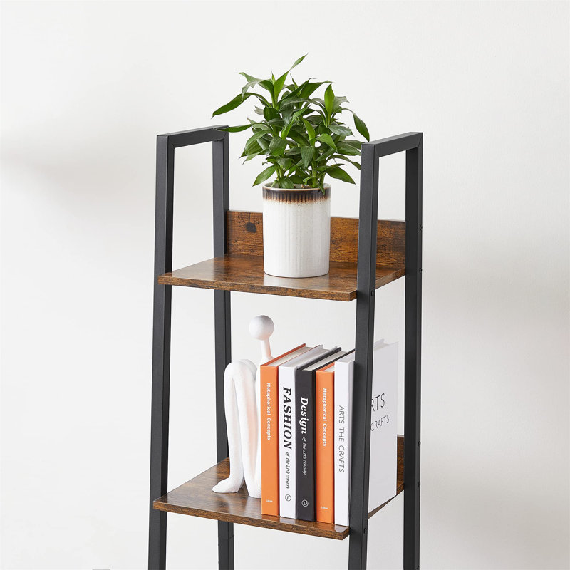 Meaghan 170cm H x 33.8cm W Ladder Bookcase, Rustic Brown/Black