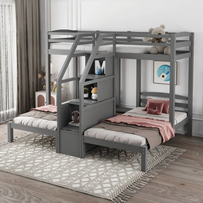 Gurine Twin over Twin & Twin Wood Standard Bunk Bed by Harriet Bee by Harriet Bee