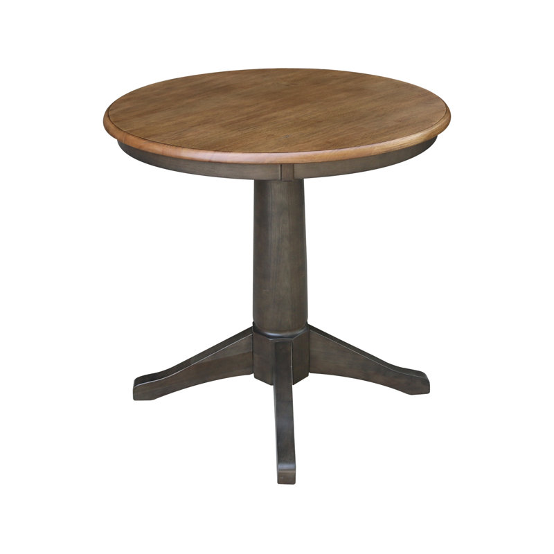 Imilia Solid Wood Pedestal Dining Table, 29.9" H x 30" L x 30" W, Hickory/Washed Coal