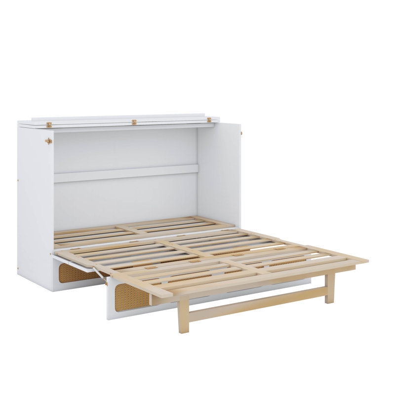 Murphy Bed Featuring Spacious Storage Drawers, White, Full