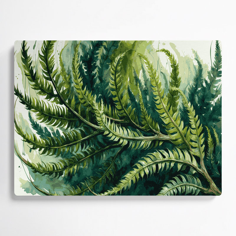 Art mural en métal Botanical Staghorn Fern Green, H 144 po x l 216 po x P 0,05 po