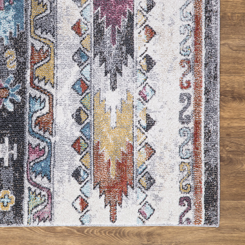 Adriaan Power Loomed Performance Kilim Design Southwest Blue Rug, Rectangle 7'10" x 10'6"