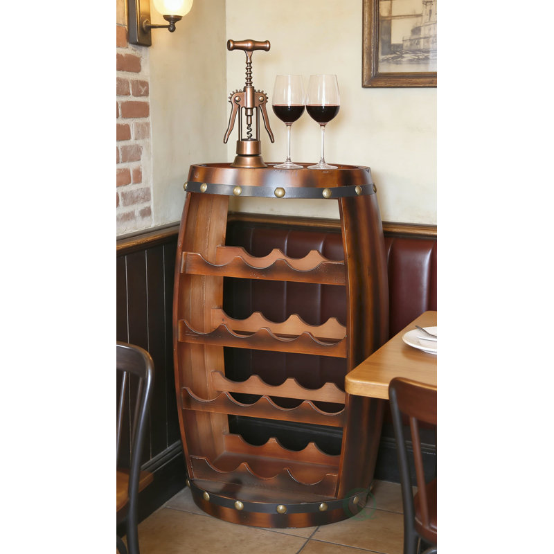 Support à vin en bois pour 14 bouteilles, conception en forme de tonneau avec tablette de présentation, rangement horizontal pour garder les bouchons humides