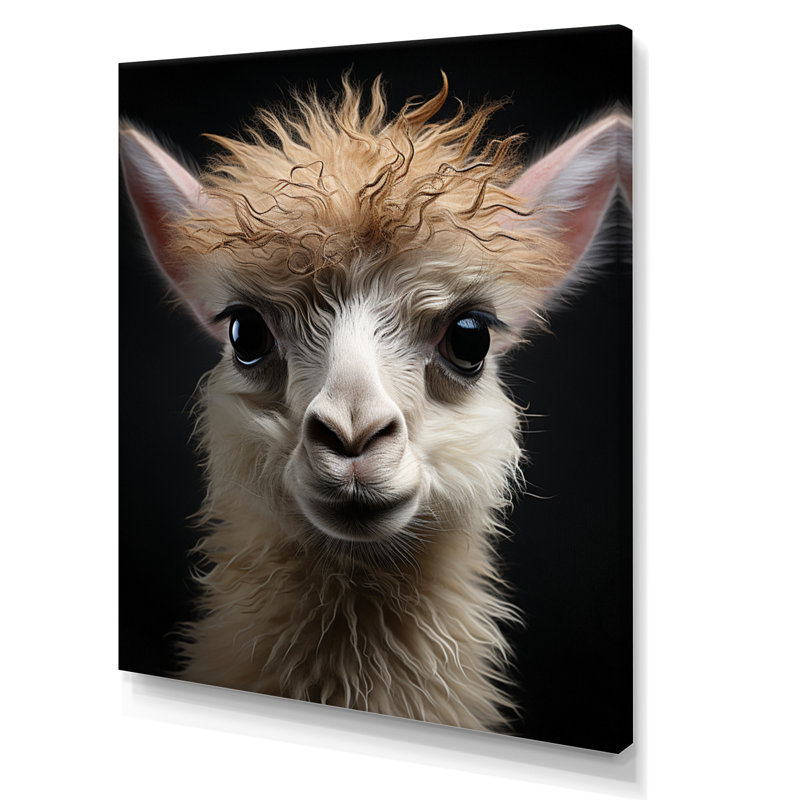 «Beige Back Funny Llama Portrait Vibrant» sur toile, H 32 po x l 16 po x P 1 po, Toile tendue
