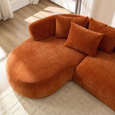 134.63'' Oversized L-Shape Sectional Sofa Couch With Facing Chaise Left  Sofa With Deep Seat For Living Room ORANAGE
