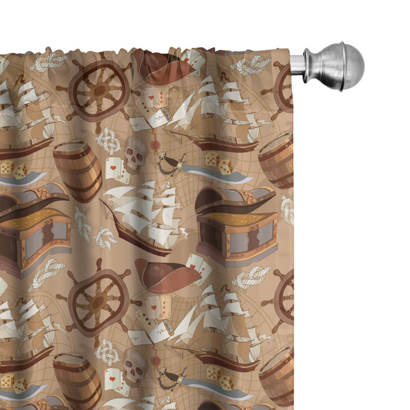 Pirates Semi-Sheer Rod Pocket Curtain Panels, 28" x 84"