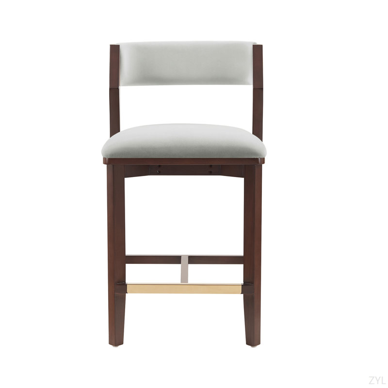 Tabouret de comptoir rembourré en bois Patricia, Blanc
