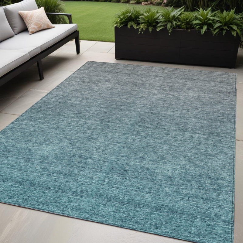 Tapis d'intérieur / extérieur 5 pi x 8 pi bleu sarcelle gris et gris anthracite lavable