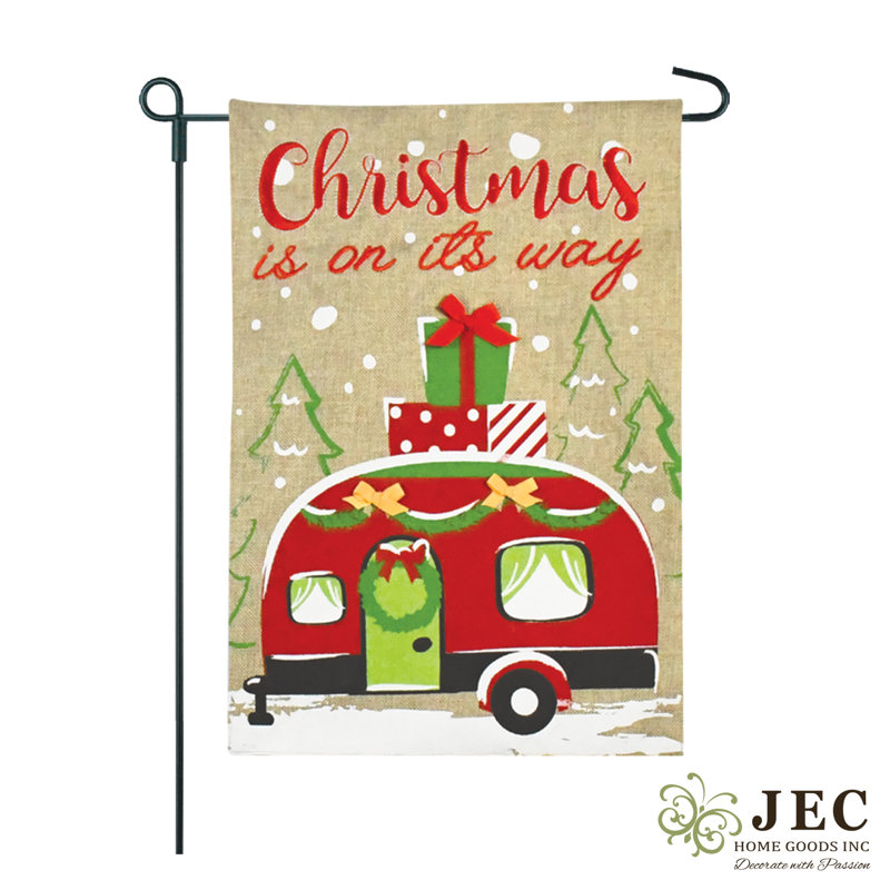 Ensemble de drapeaux en toile de jute campagnarde 18 x 13 po Christmas Way