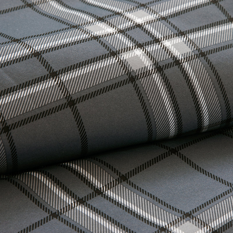 Ensemble d'édredon traditionnel à motif écossais avec de détails de bouton, Simple / Simple TG, Gris