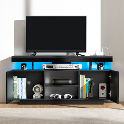 47.24'' Media Console with Outlet and RGB LED Light, TV Stand for TVs up to 55 -  Wrought Studioâ¢, 35E9D33A07374C138B3433DC0D46C413