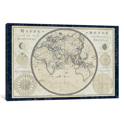 Mappe Monde Sur Le Plan D'un Meridien by Sue Schlabach - Print on Canvas