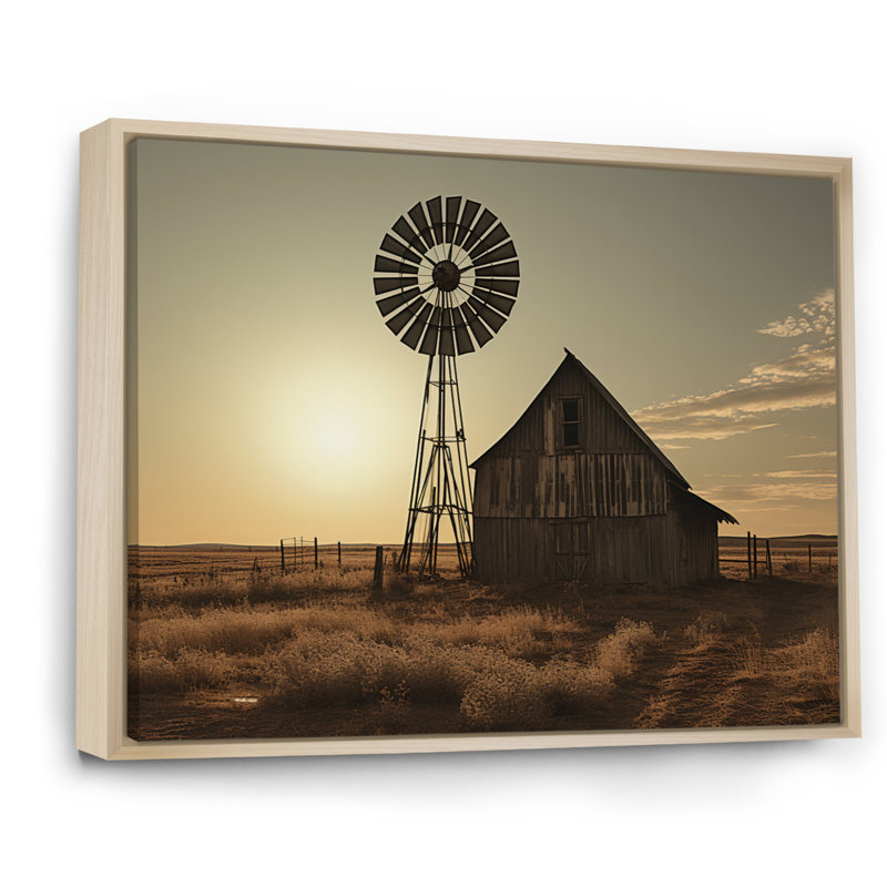 Wind Turbines Modern Energy, reproduction d'art sur toile, 34" H x 44" W, Cadre naturel flottant