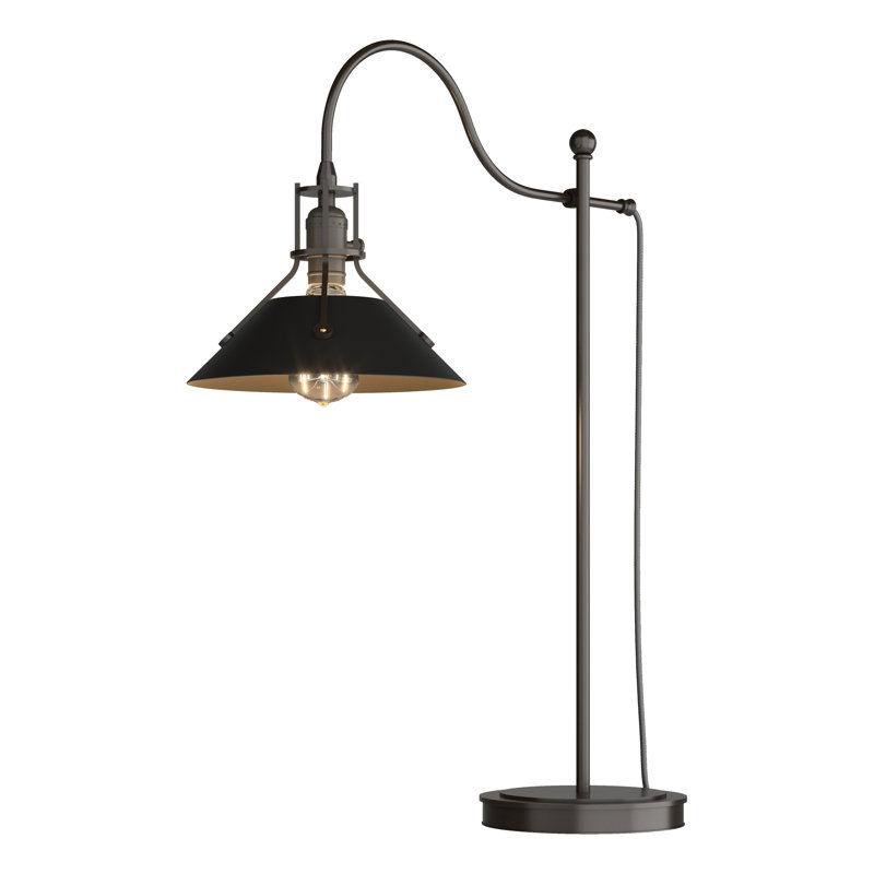 Lampe de table arquée 27 po Henry, Noir, Bronze huilé
