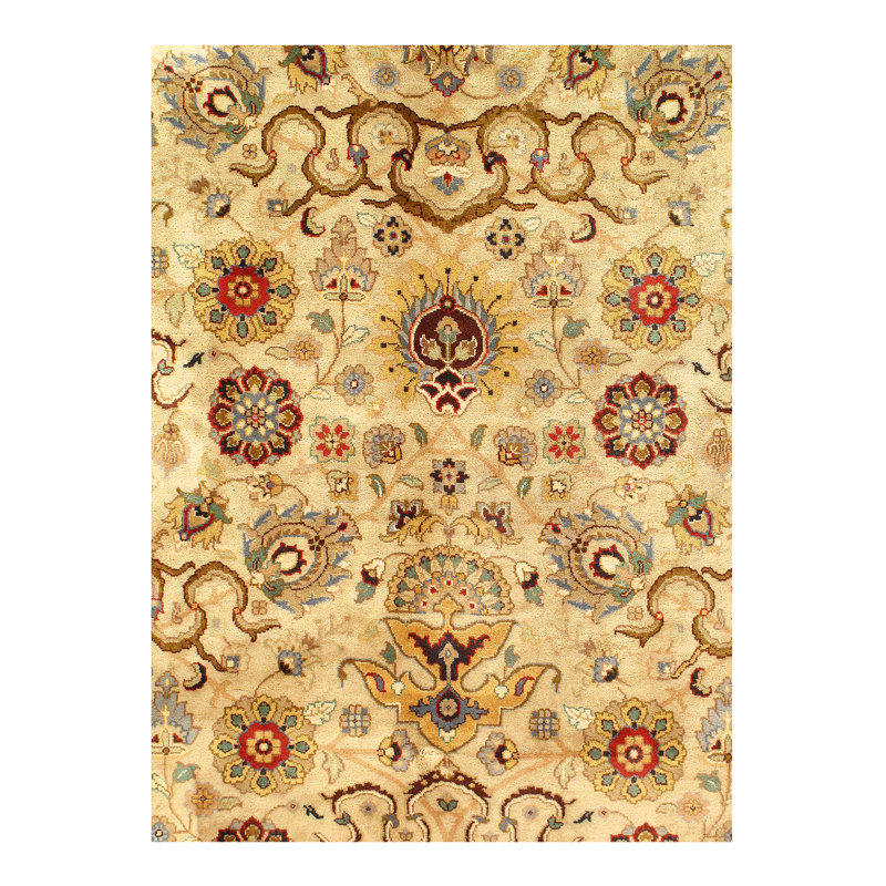 Tapis unique noué à la main brun / beige 10 pi x 14 pi Agra
