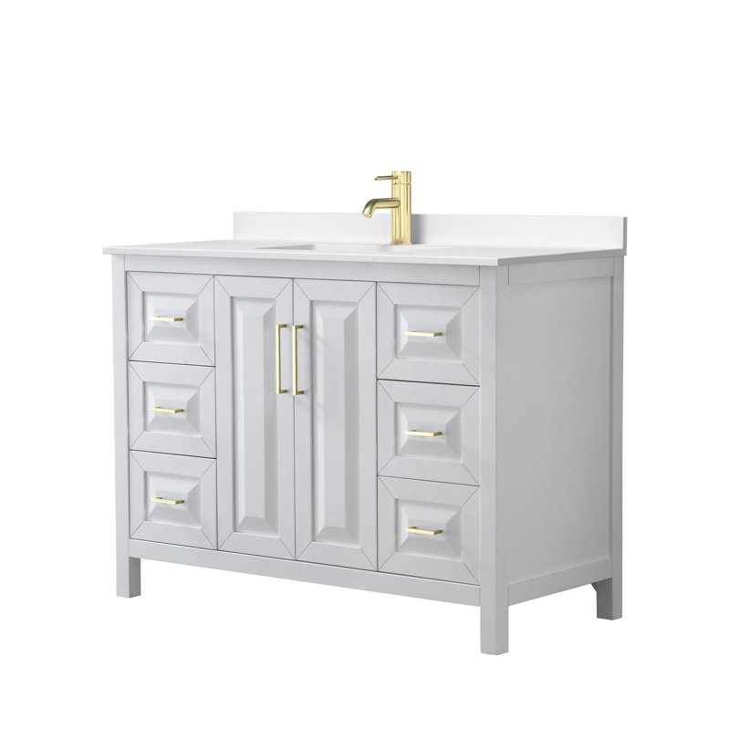 Daria 48'' W Vanity, Giotto Quartz, White, Brushed Gold