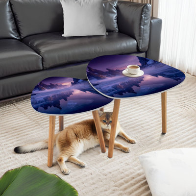 Ensemble de 2 tables basses gigognes triangulaires pour table de bout Islande