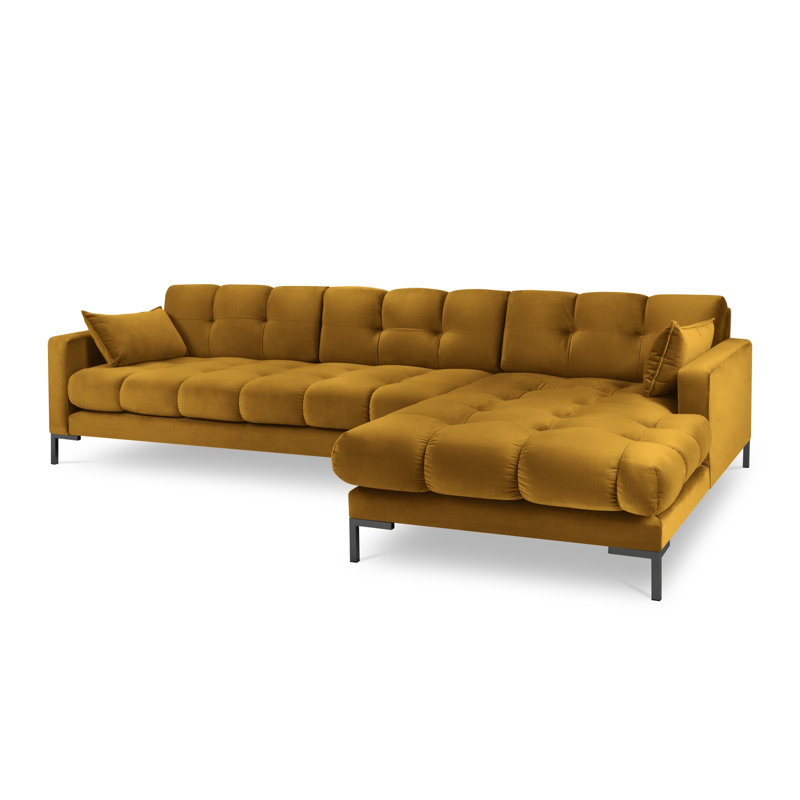 Adoraim 5 Seater Corner Sofa , Right Hand Facing, Yellow, Black