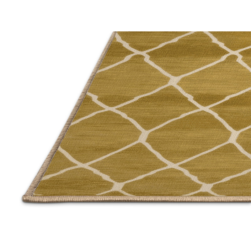 Tapis brun treillis lavable à la machine, Rectangulaire 2 pi x 3 pi